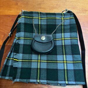 Women's Kilt Purse, NWT, Adjustable Crossbody, Attached Change Purse, Gray/Green